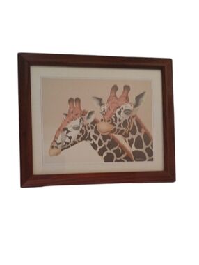 Giraffe Print Art in Wood Frame | Moustakos